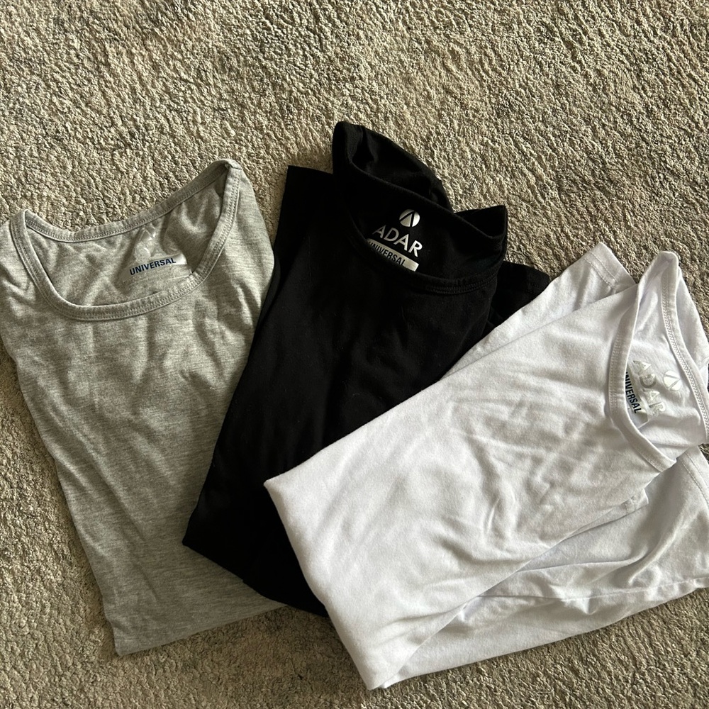 Gray, Black, and White Tank Tops